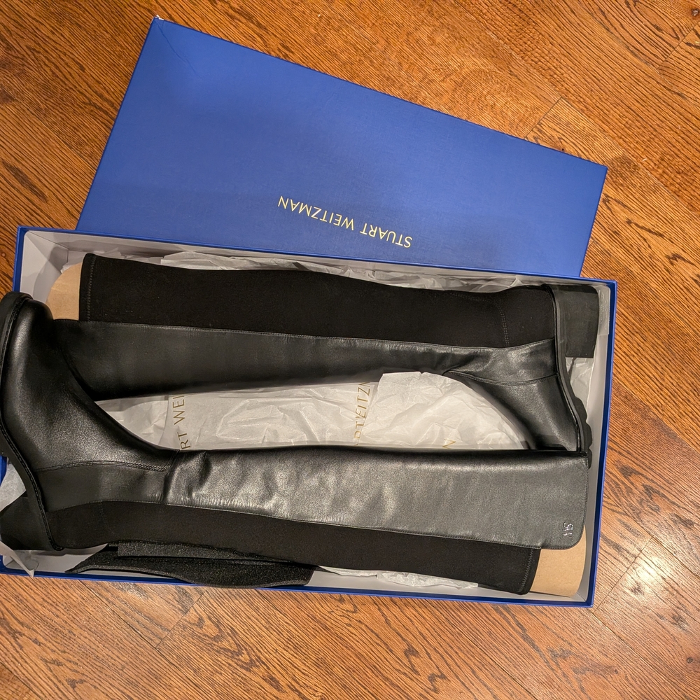 Stuart Weitzman Black Leather Over The Knee Boots